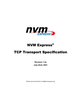 NVM Express TCP Transport Specification 1.0A