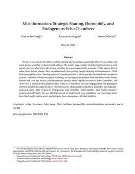 Strategic Sharing, Homophily, and Endogenous Echo Chambers*