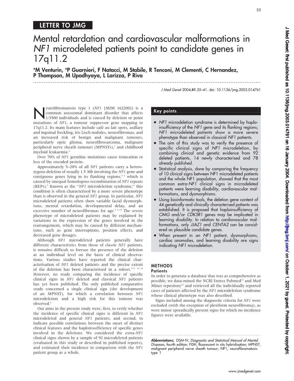 Mental Retardation and Cardiovascular Malformations in NF1 Microdeleted