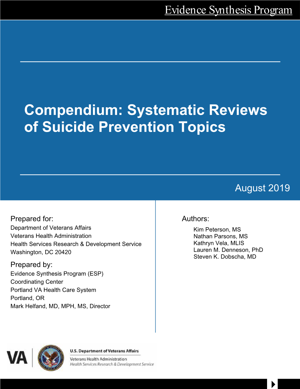 Compendium: Systematic Reviews of Suicide Prevention Topics