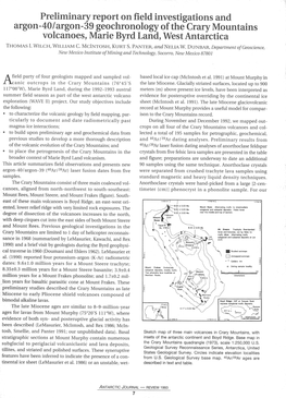 Argon- 4Olargon-39 Geochronology of the Crary Mountains Volcanoes, Marie Byrd Land, West Antarctica THOMAS I