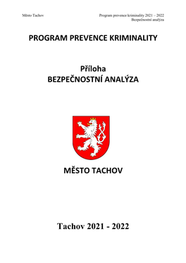 Program Prevence Kriminality 2021 – 2022 Bezpečnostní Analýza