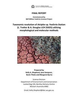 Taxonomic Resolution of Atriplex Sp. Yeelirrie Station (L