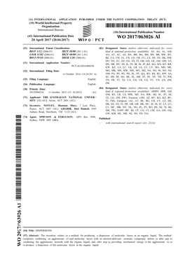WO 2017/063026 Al 20 April 2017 (20.04.2017) P O P CT