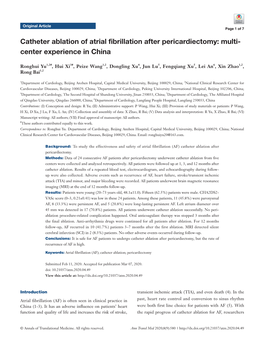 Catheter Ablation of Atrial Fibrillation After Pericardiectomy: Multi- Center Experience in China