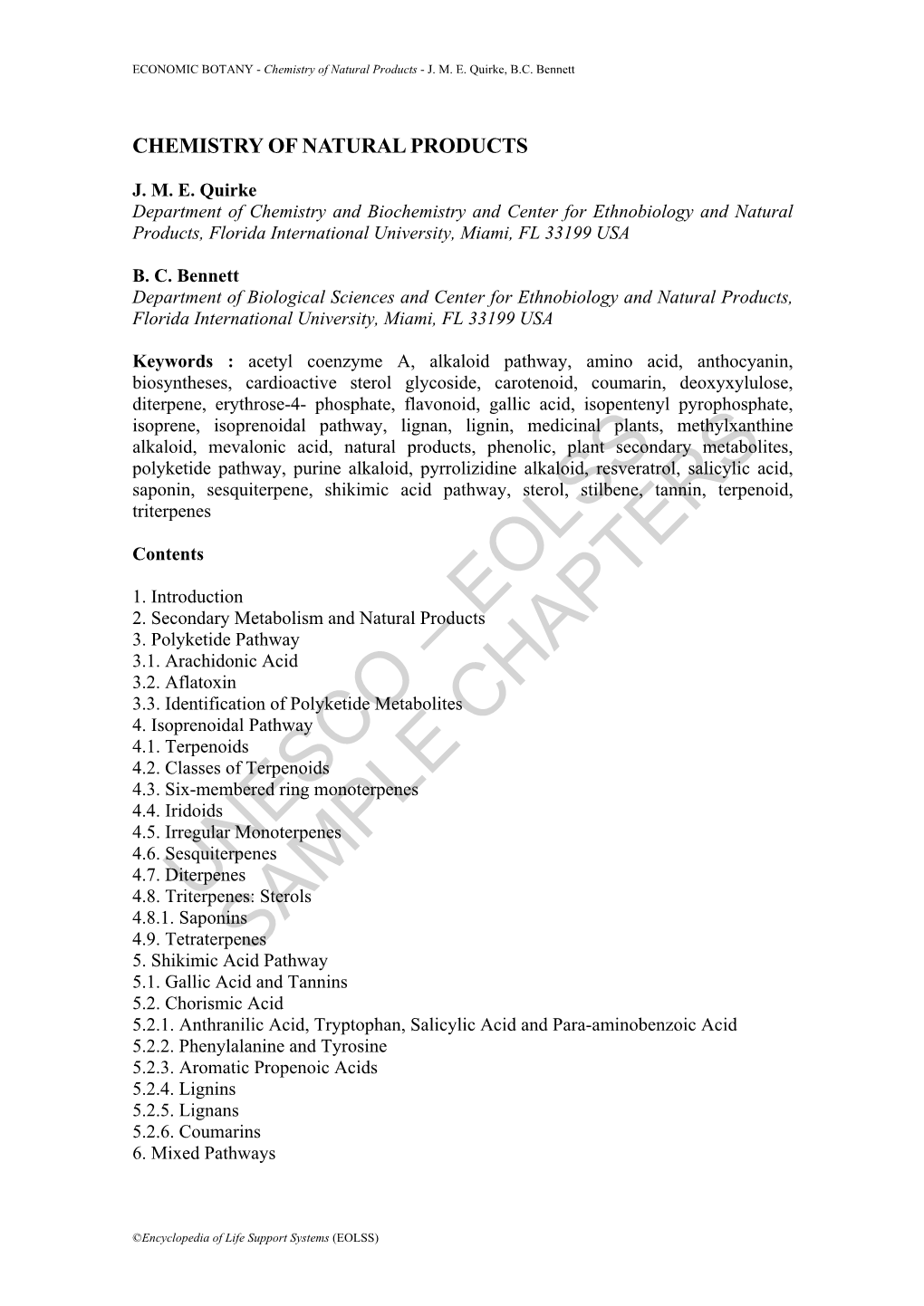 Chemistry of Natural Products - J