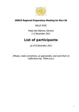 List of Participants