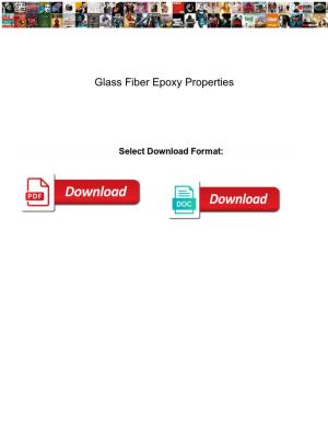 Glass Fiber Epoxy Properties