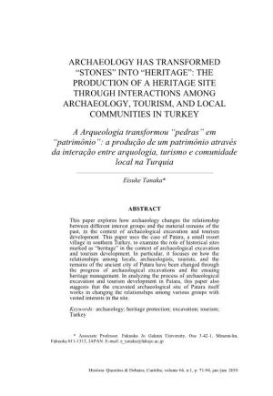 Heritage”: the Production of a Heritage Site Through Interactions Among Archaeology, Tourism, and Local Communities in Turkey