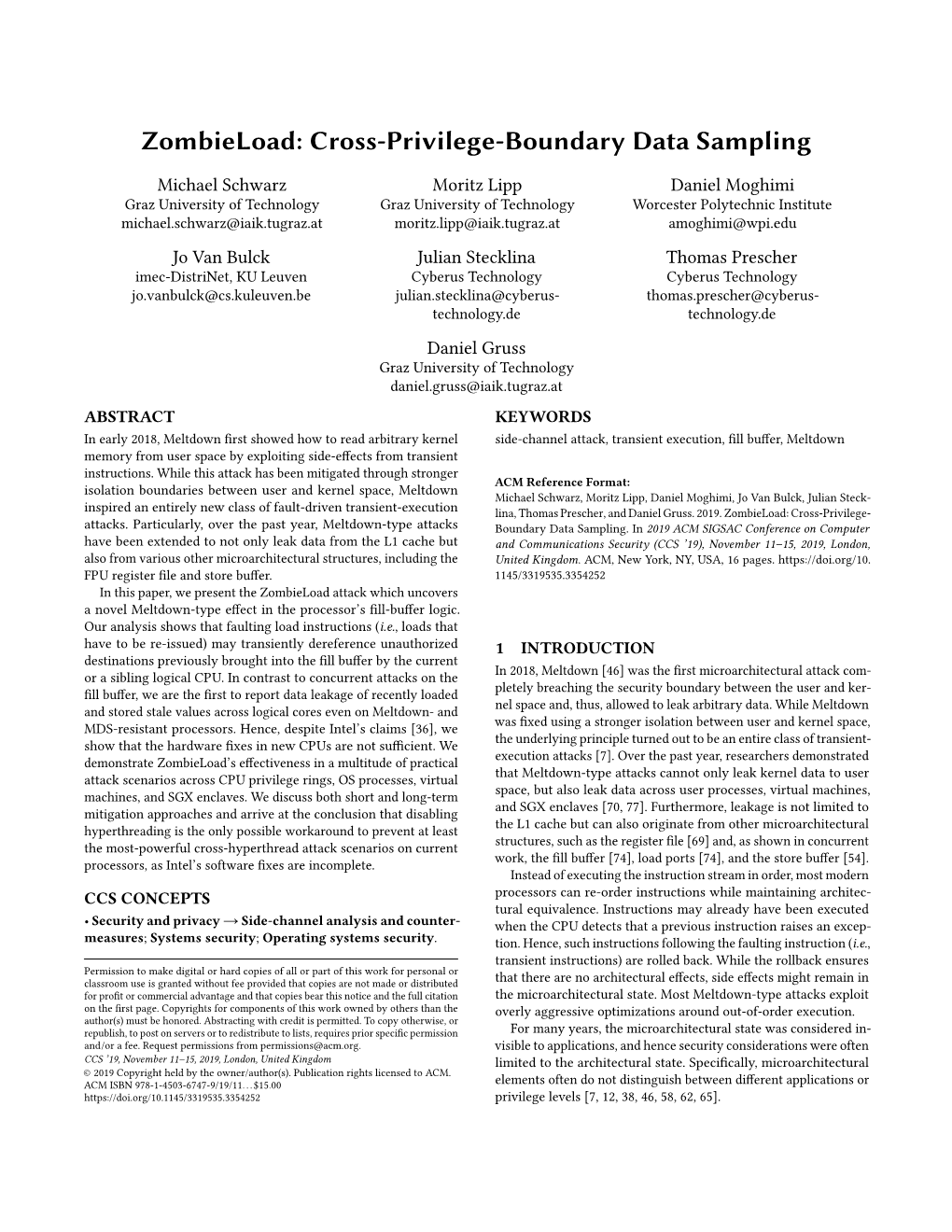 Cross-Privilege-Boundary Data Sampling