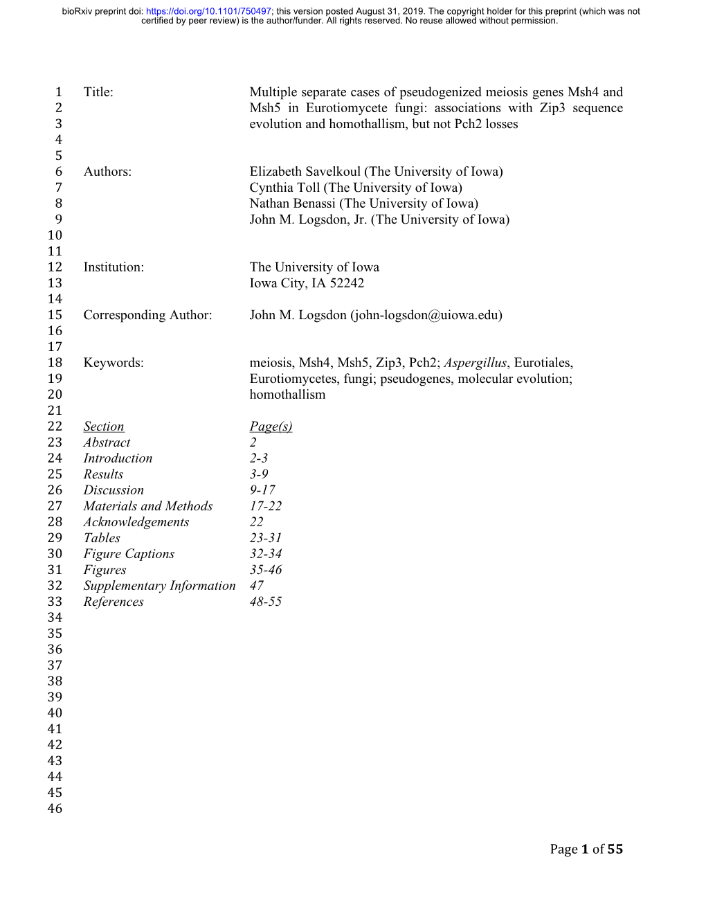 Multiple Separate Cases of Pseudogenized Meiosis Genes