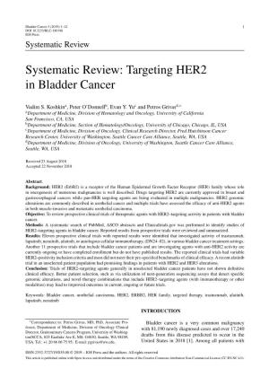 Systematic Review: Targeting HER2 in Bladder Cancer