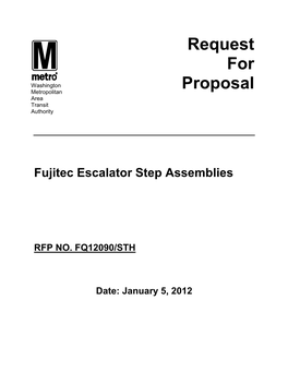 Request for Proposal Fujitec Escalator Step Assemblies RFP NO. FQ12090/STH Date