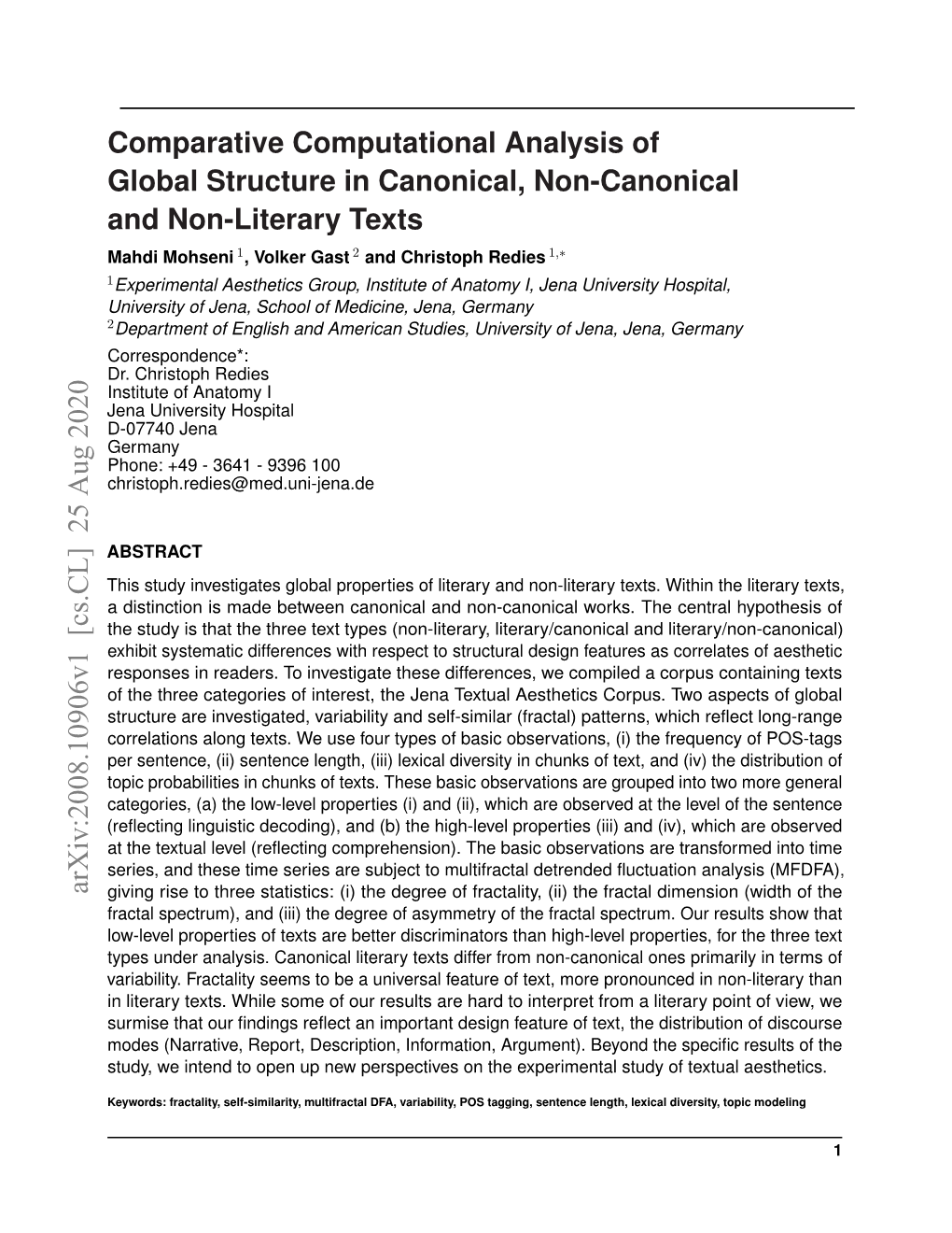 Comparative Computational Analysis of Global Structure in Canonical