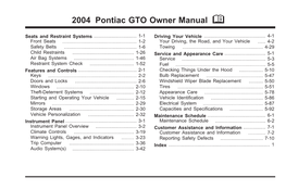 2004 Pontiac GTO Owner Manual M