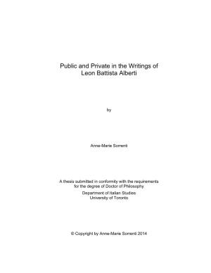 Public and Private in the Writings of Leon Battista Alberti