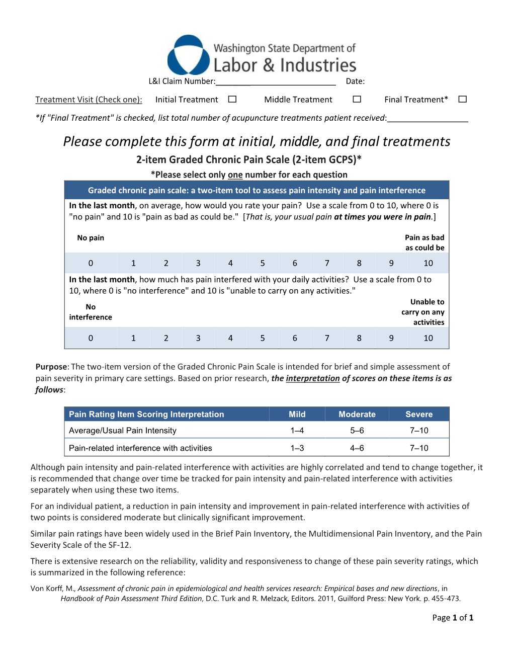 Two-Item Graded Chronic Pain Scale (2-Item GCPS)