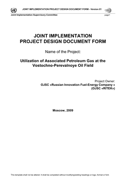 JOINT IMPLEMENTATION PROJECT DESIGN DOCUMENT FORM - Version 01