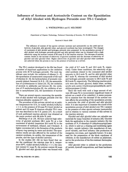 Influence of Acetone and Acetonitrile Content on the Epoxidation of Allyl Alcohol with Hydrogen Peroxide Over TS-1 Catalyst