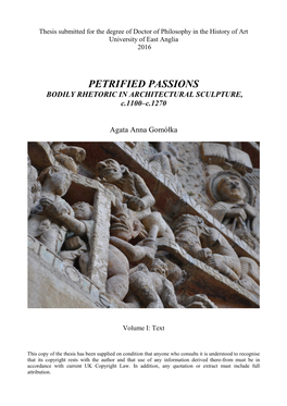 PETRIFIED PASSIONS BODILY RHETORIC in ARCHITECTURAL SCULPTURE, C.1100–C.1270