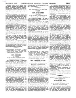 CONGRESSIONAL RECORD— Extensions of Remarks E2137 HON