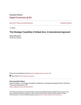 The Strategic Feasibility of Global Zero: a Generational Approach