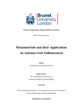 Metamaterials and Their Applications on Antenna Gain Enhancement