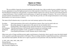 Opera on Video a Personal Review