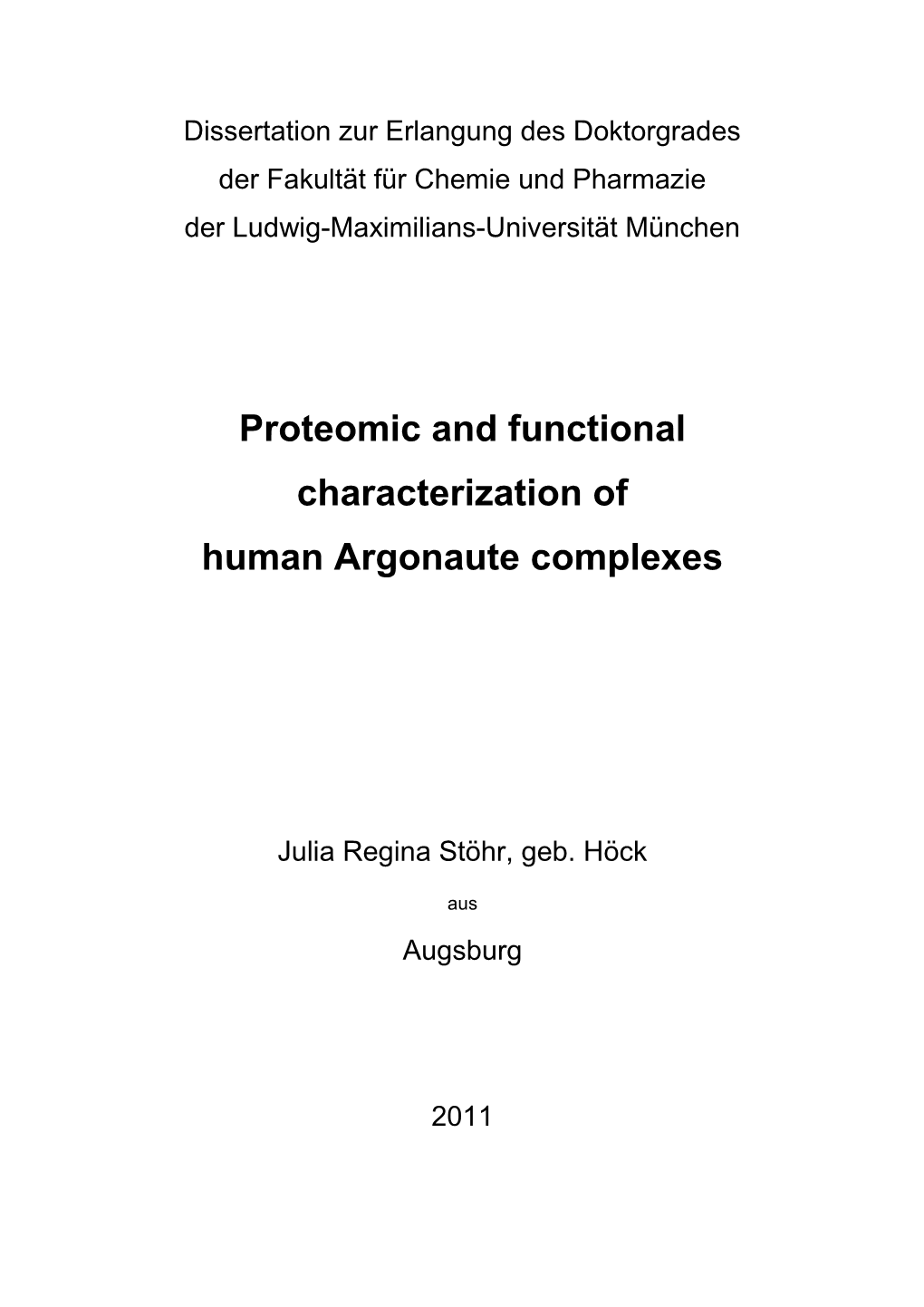 Proteomic and Functional Characterization of Human Argonaute Complexes