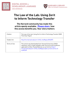 Using Zerit to Inform Technology Transfer