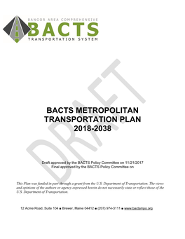 Bacts Metropolitan Transportation Plan 2018-2038