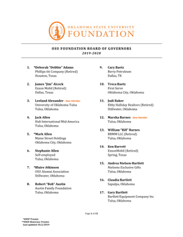 Osu Foundation Board of Governors 2019-2020