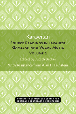 Source Readings in Javanese Gamelan and Vocal Music, Volume 2