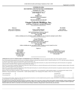 Virgin Galactic Holdings, Inc. (Exact Name of Registrant As Specified in Its Charter)