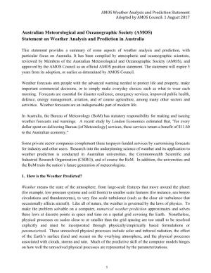 Statement on Weather Analysis and Prediction in Australia