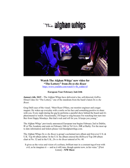 Watch the Afghan Whigs' New Video for “The Lottery” from Do to the Beast