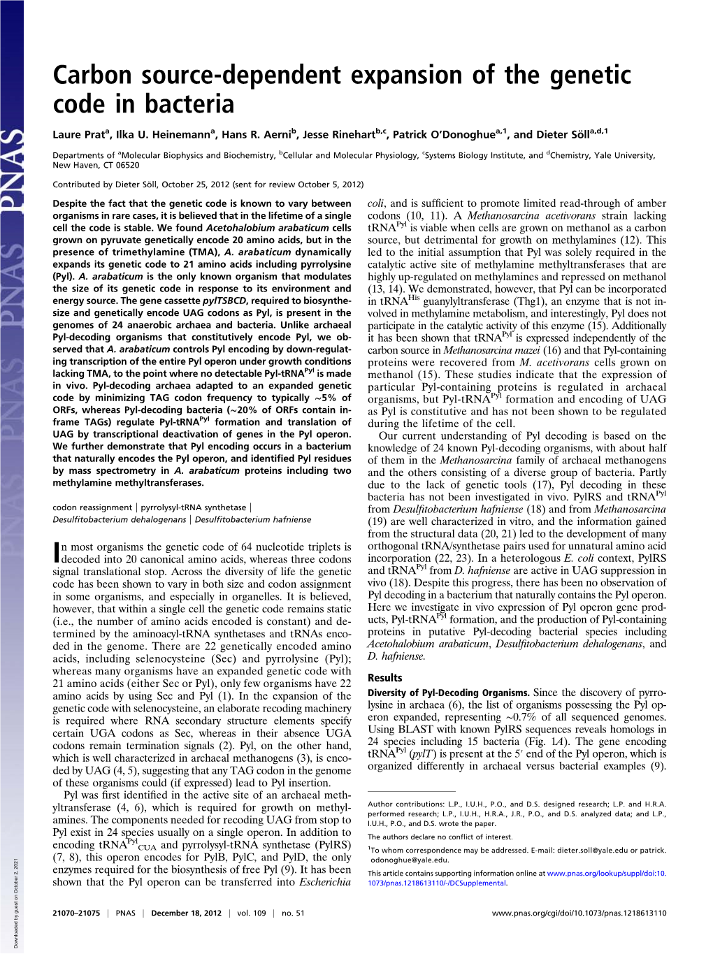 Carbon Source-Dependent Expansion of the Genetic Code in Bacteria