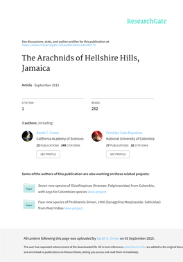 The Arachnids of Hellshire Hills, Jamaica