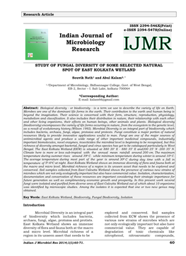 Indian Journal of Microbiology Research