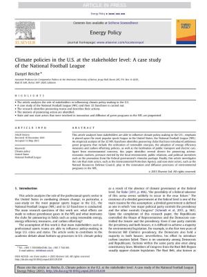 Climate Policies in the U.S. at the Stakeholder Level a Case Study Of