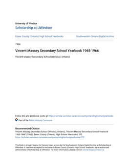 Vincent Massey Secondary School Yearbook 1965-1966