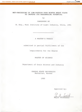 Wet-Processing of Low-Protein Hard Winter Wheat Flour to Improve Its Breadmaking Potential