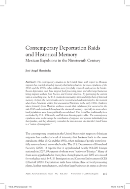 Contemporary Deportation Raids and Historical Memory: Mexican