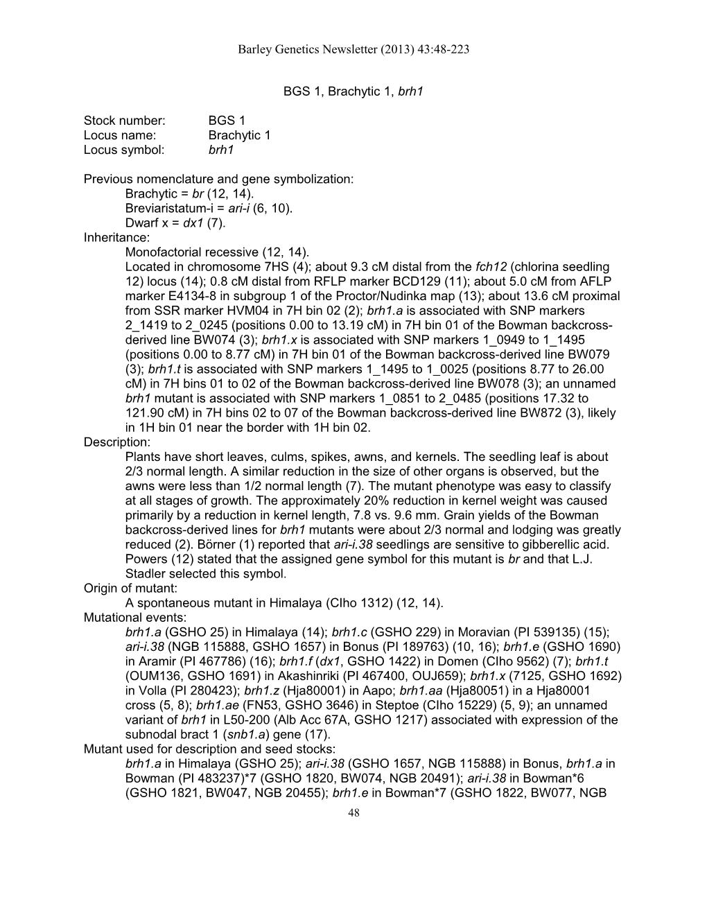 Barley Genetics Newsletter (2013) 43:48-223