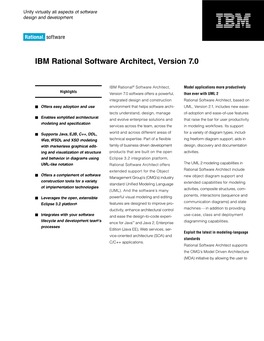 IBM Rational Software Architect, Version 7.0