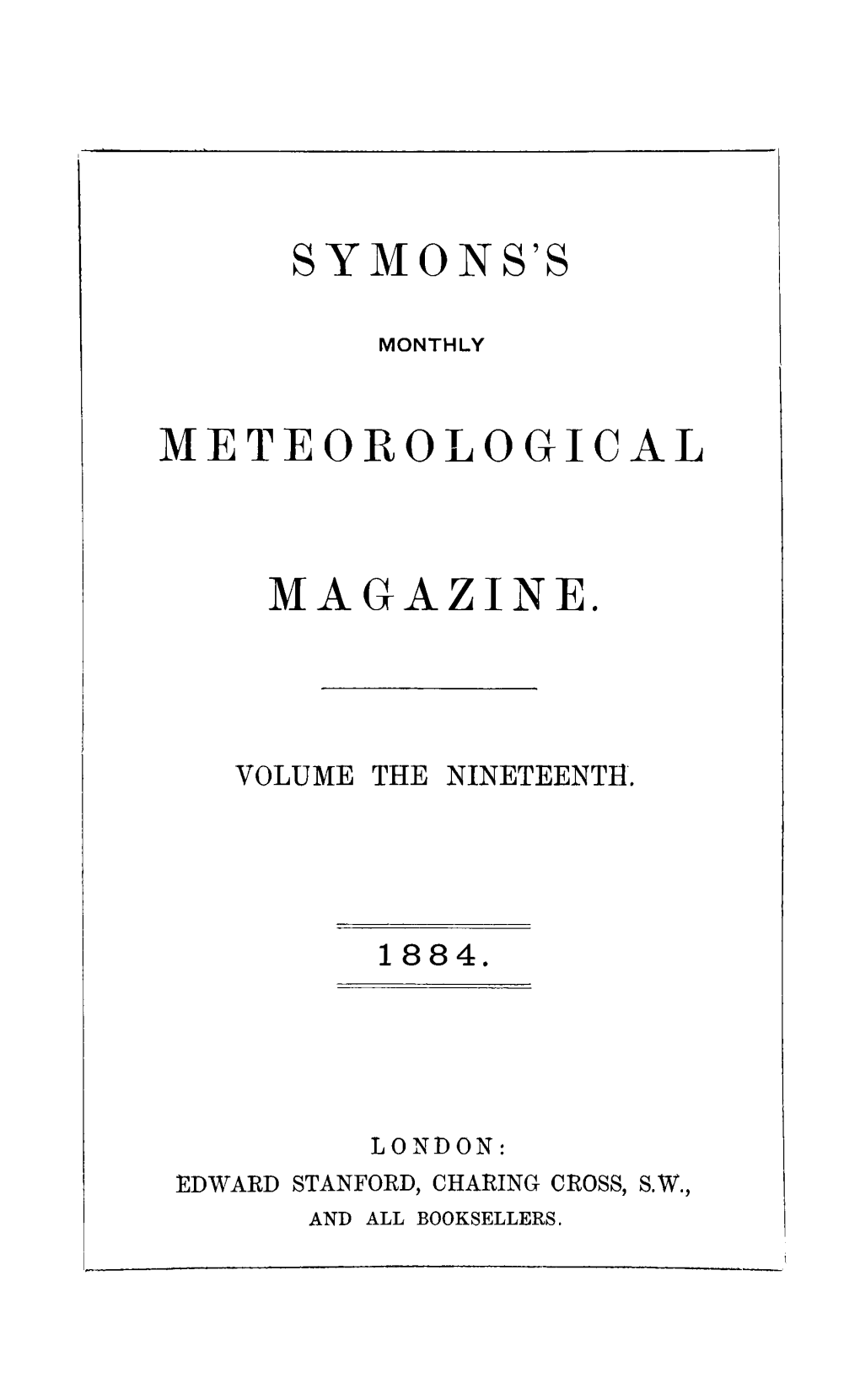 Symons's Meteorological Magazine