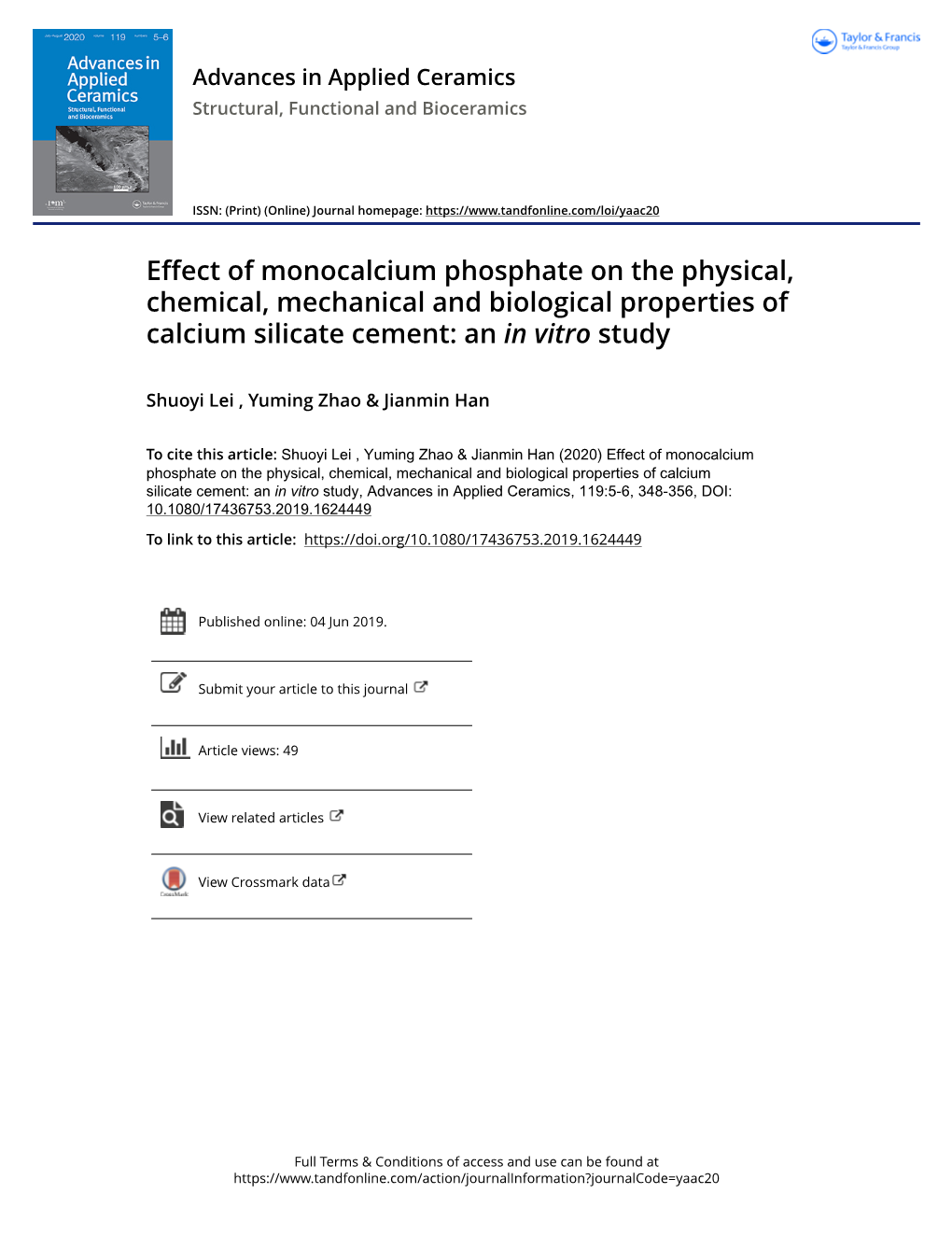 Effect of Monocalcium Phosphate on the Physical, Chemical, Mechanical and Biological Properties of Calcium Silicate Cement: an in Vitro Study