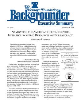 Navigating the American Heritage Rivers Initiative: Wasting Resources on Bureaucracy Alexander F