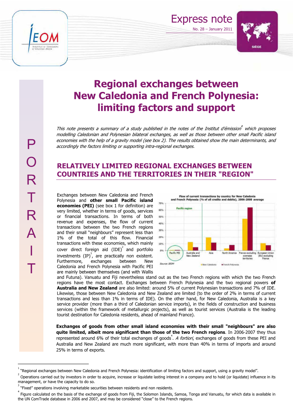 Regional Exchanges Between New Caledonia and French Polynesia: Limiting Factors and Support