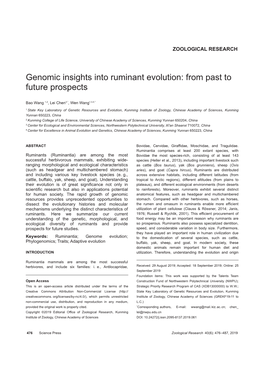 Genomic Insights Into Ruminant Evolution: from Past to Future Prospects